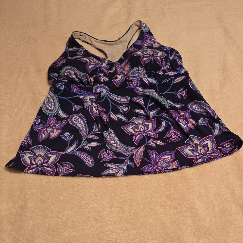 Lands' End Women's Floral Camisole - Purple and Blue